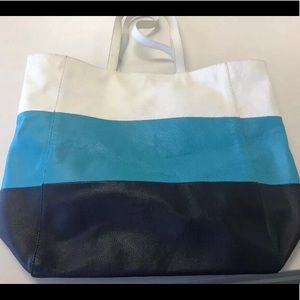 Talbots striped faux leather tote bag